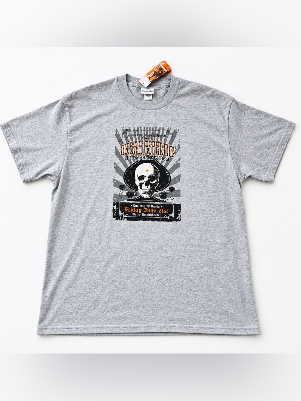 Urban Pipeline NWT Unisex Gray Rock Festival T-Shirt Skull Print Size XL